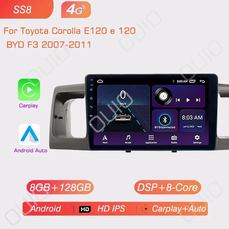 2DIN Android 13 Radio For Toyota Corolla E120 E 120 BYD F3 2007-2011 Car Stereo Multimedia Player Carplay Auto GPS Navigation