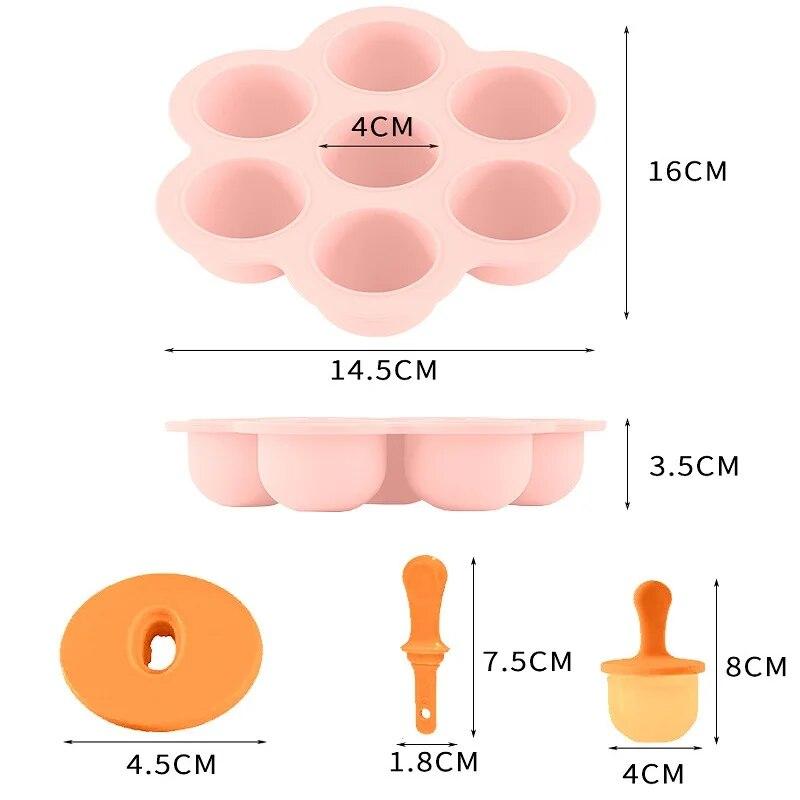 Stampo in Silicone per Gelato a Bastoncino Fai da Te a 7 Fori, Pallina per Gelato, Stampini per Popsicle, Frullati di Frutta per Bambini, Accessori per la Cucina di Casa