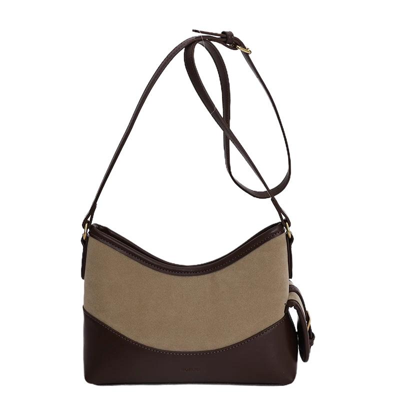 Light Luxury PU & Faux Suede Hobos Shoulder Bags 2026 High Quality Matching Fashionable Popularity Crossbody Bags for Women