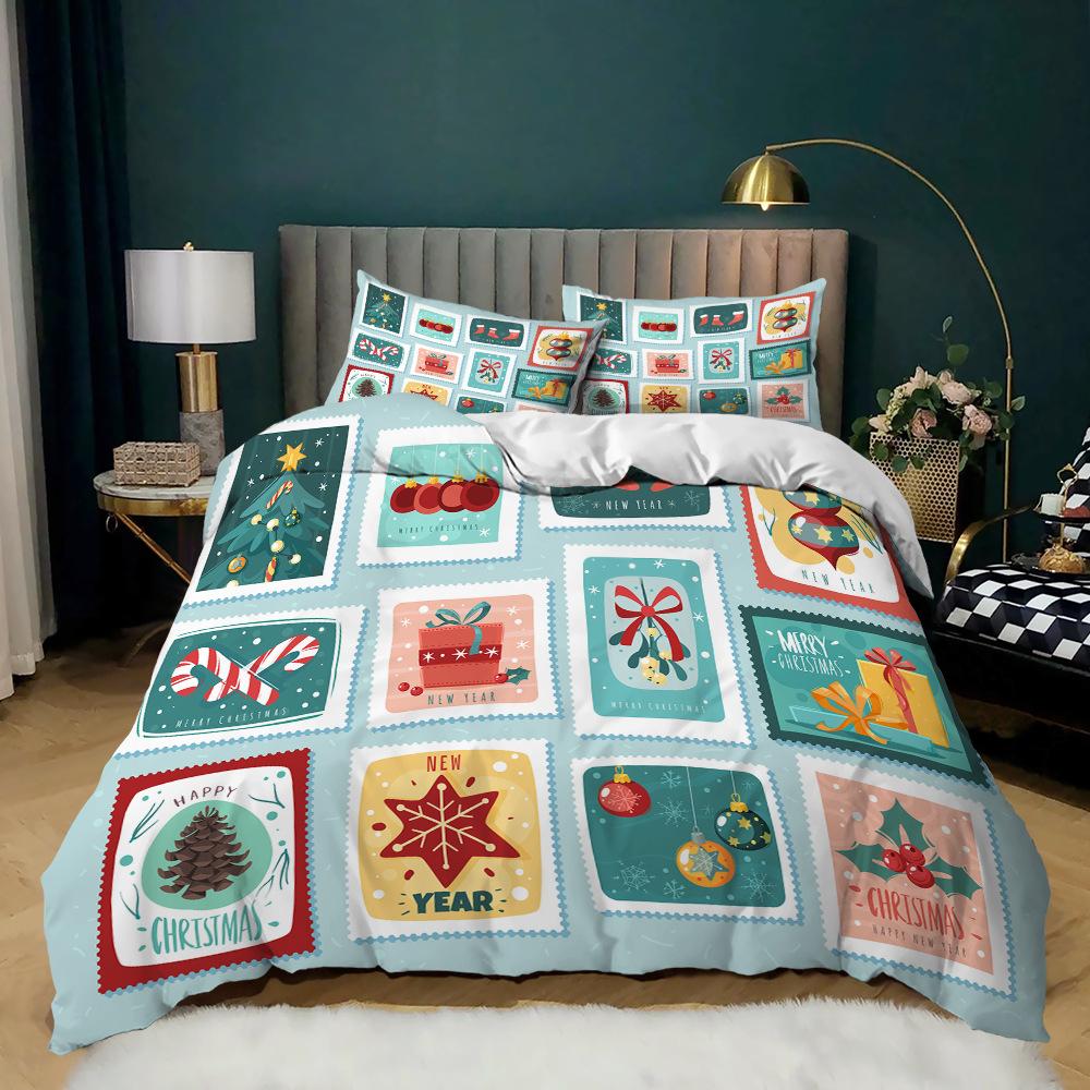 3D Bedding Christmas Down Duvet Cover 2/3 Pieces for Men/women/children New Year Bedroom Decoration AU180 * 210 Full Size Comfortable Home Textile