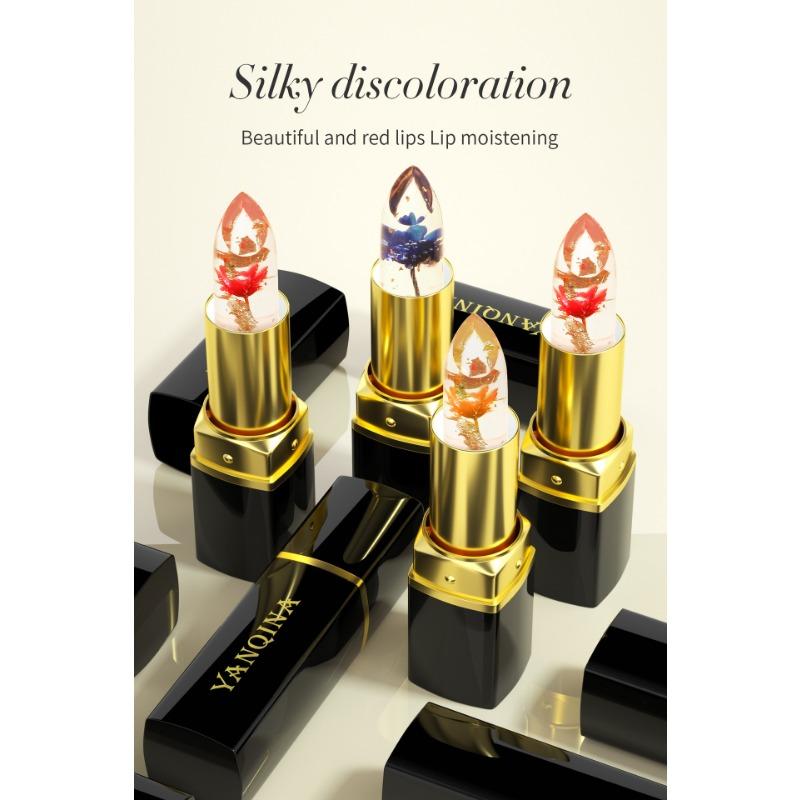 Flower Lipstick Clear Jelly Color-changing Gold Leaf Lipstick Warm Change Lipstick Non-stick Cup Non-fading Lip Gloss