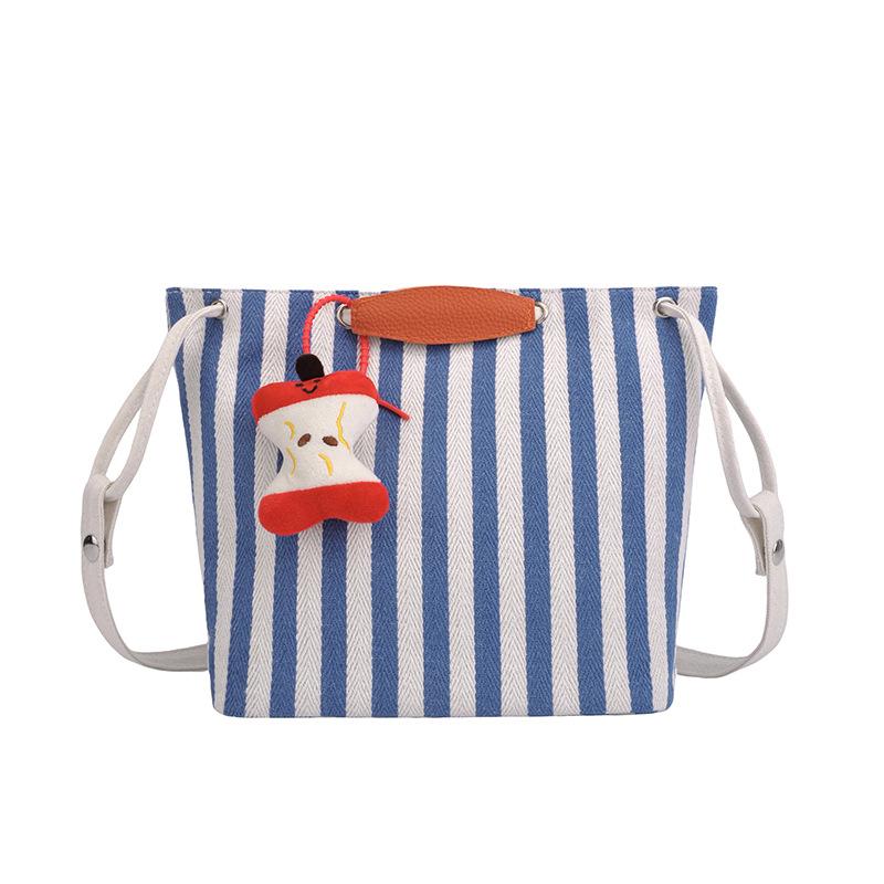 Korean version of retro literary handbag simple small fresh striped shoulder bag casual fashion large capacity shopping bag bag