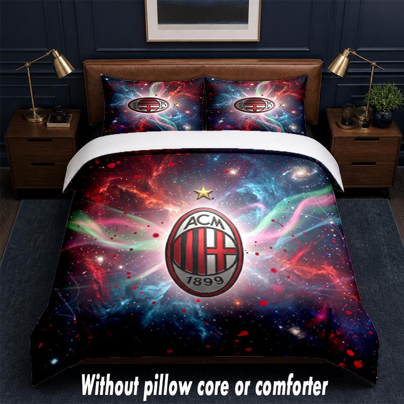 AC Milan Design Bed Bedding Set 1 Duvet Cover + 2 Pillowcases Soft Breathable Household Bed Linens
