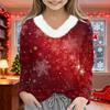 Christmas Day Girls Long Sleeve T Shirts Kids  Girls' V-Neck Tee Christmas Print Long Sleeve Top