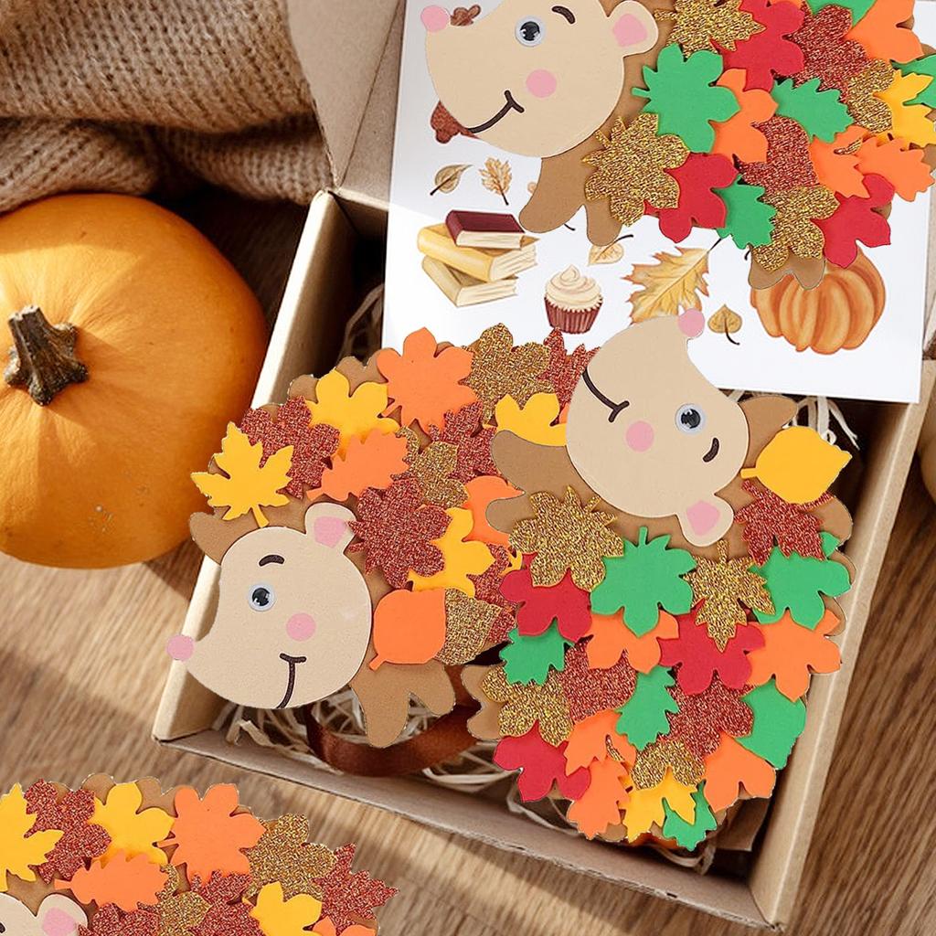8pcs Hedgehog Foam Stickers Hedgehog Crafts Diy Sticker Autumn Art And Craft For Birthday Gifts Fall Thanksgiving Decoration
