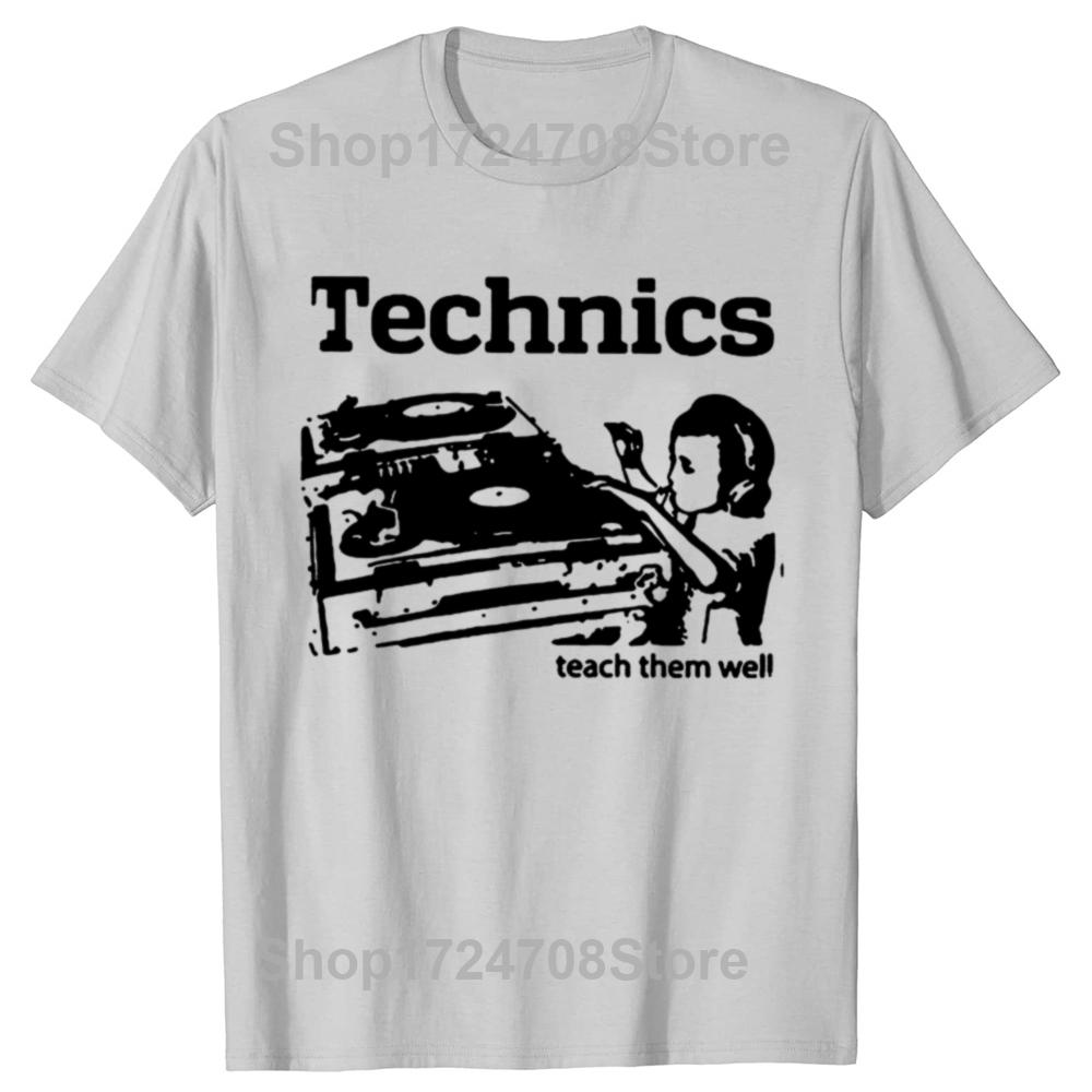 Lustige DJ Technics Teach Them Well Grafik T-Shirts Herren Damenmode Lässiges T-Shirt 100% Baumwolle Lockeres Oversized T-Shirt