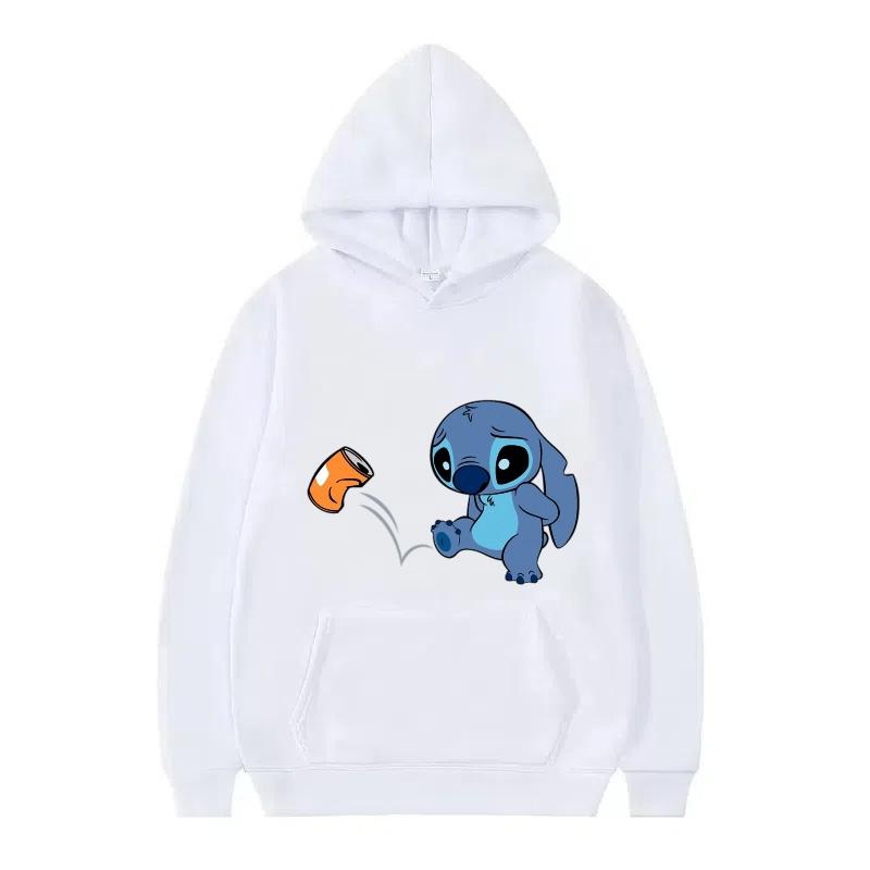 Disney Stitch Pattern Women Hoodies Fashion Sporty Y2k Loose Grey Tops Clothing Pullovers Ladies Cheap Hoodies Sweatshirts