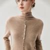2026 Autumn/Winter Women's Reversible Cashmere High Neck Cardigan - Rolled Edge, Casual, Skin-Friendly Knit Sweater