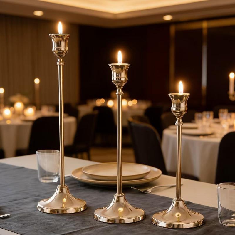 European Style Exquisite Metal Candlestick Elegant Rustproof Candle Stand for Wedding Table Home Dinner Decor