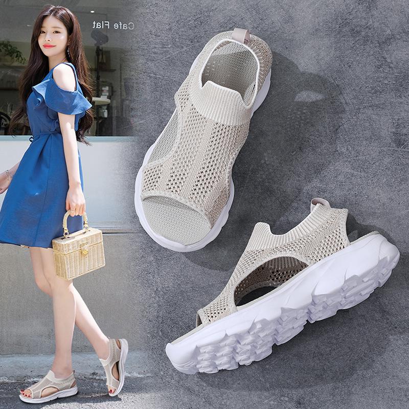 Women's Sandals Summer  Beach Breathable Flat Shoes Open Toe Casual Soft Walking Sandals for Girl Plus Size