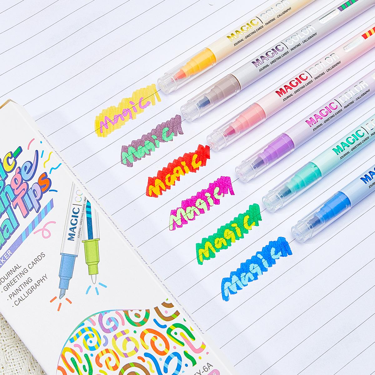 

Color-Changing Double-Ended Fluorescent Markers - 12 Colors, Eye-Friendly Watercolor Pens for Students Chisel Tip