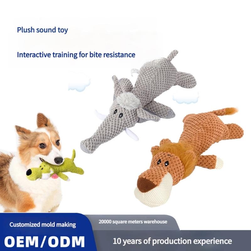Multifunktionales interaktives Hundespielzeug Plüschwolf-Form Zahnungs-Plüschtier Zähneknabberer Spiel Zahnpflege