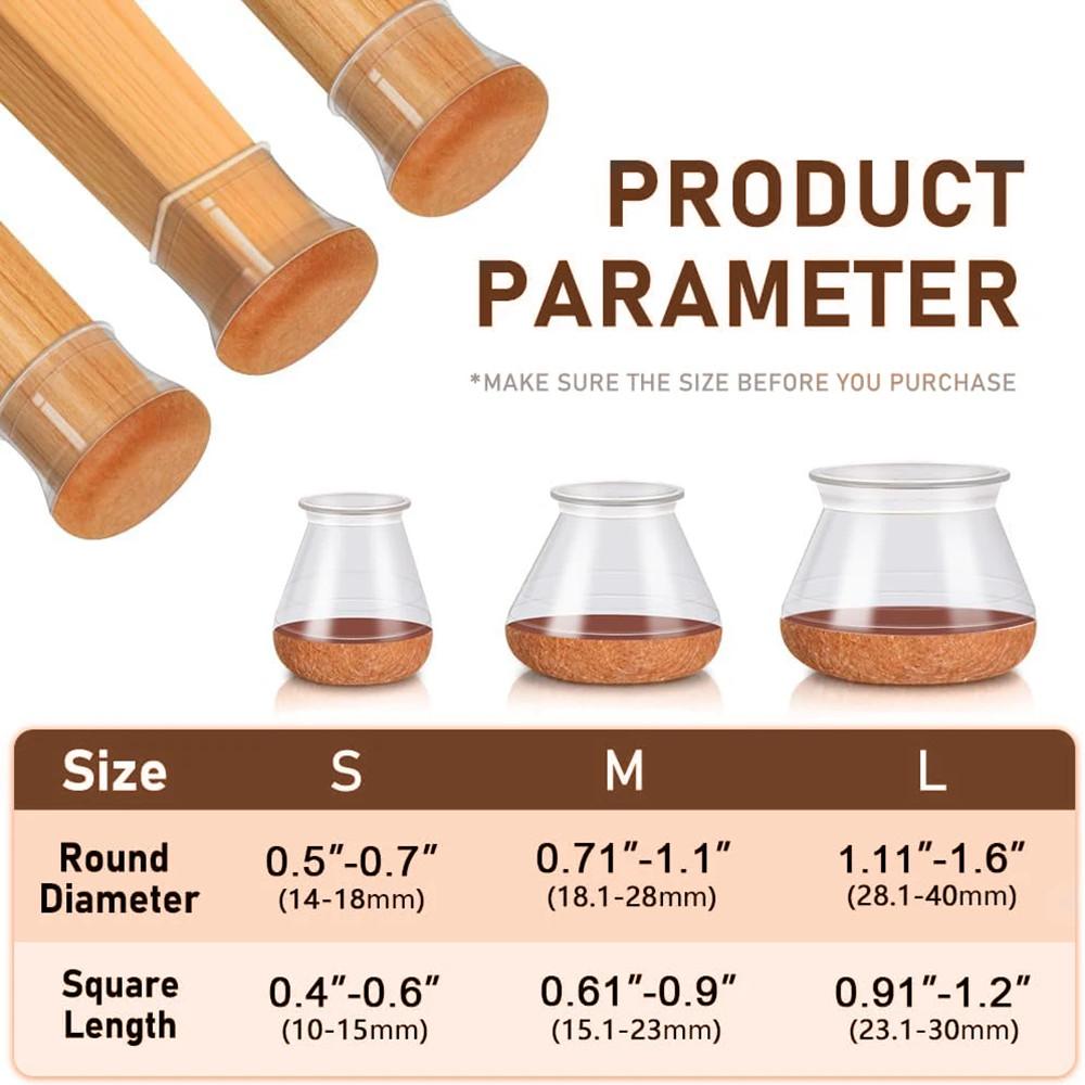 24 buc Capace pentru picioare de scaun Tampoane de protectie pentru podea pentru mobila din silicon Mute Protectoare transparente pentru picioare Capac podea rezistent la zgarieturi