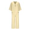 Two Piece Outfits For Women V Neck Button Down Shirt Top And Wide Leg Pants Set Loose Sweatsuits