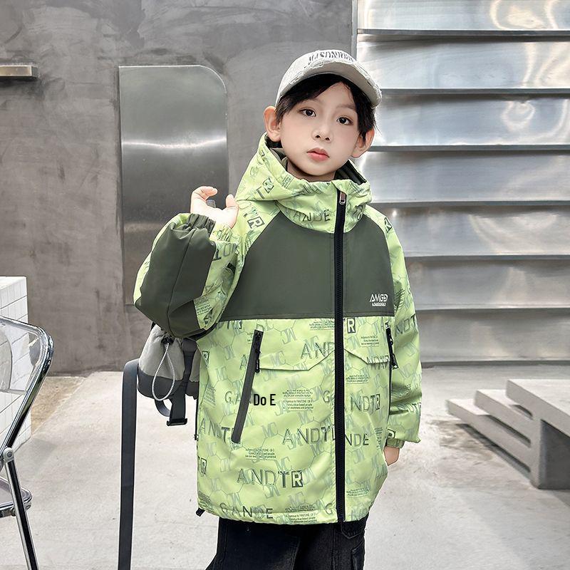 Детская отстегивающаяся куртка-ветровка 3-в-1: С хлопковым наполнителем, Утепленный для осени и зимы 130 зелёный