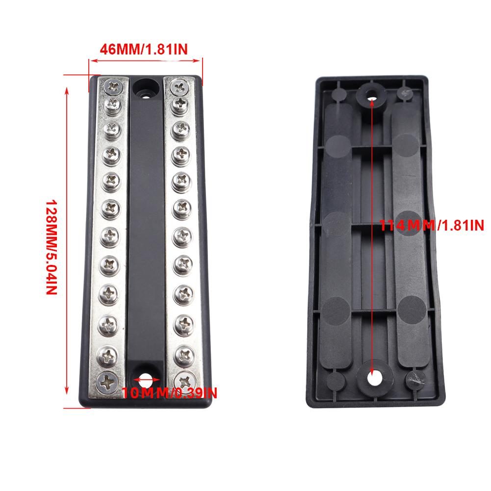 10-way 20-way Busbar Terminal Block 12-48V Power Distribution Block 100A Bus Bar Box M4 for Truck Boat Car Camper RV