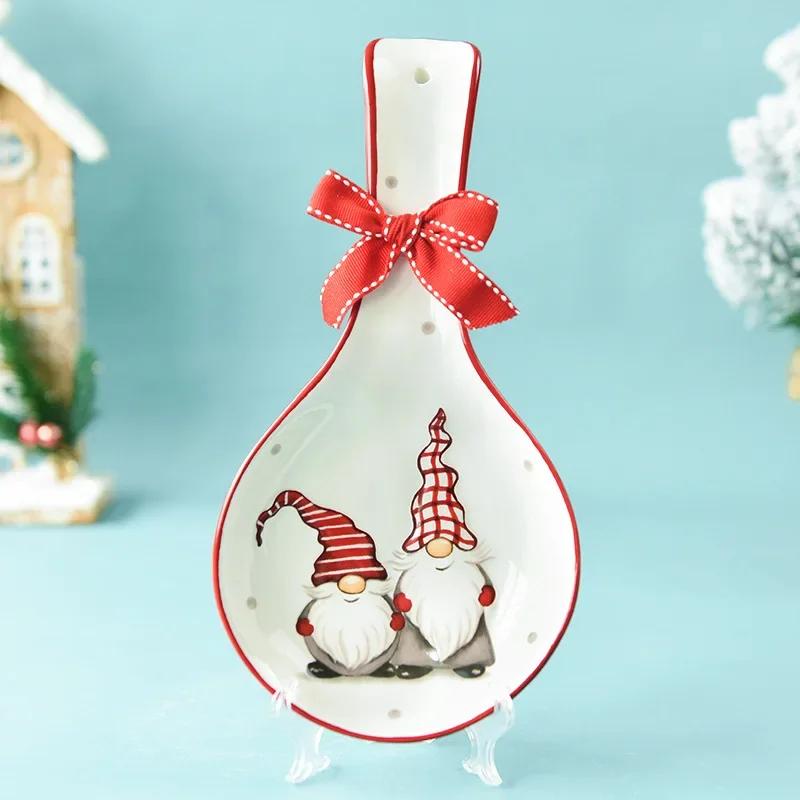 Christmas Plates Ceramic Dinner Plates Household Tableware Food Dining Plates Afternoon Tea Dessert Tray Kitchen Supplies