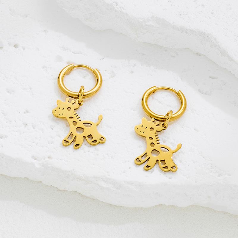 Cute Christmas Reindeer & Giraffe Pendant Earrings - Versatile INS Fashion Hoops