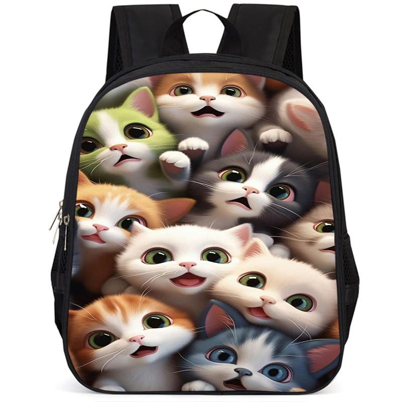 Adorable Cat 15-inch Large Capacity School Backpack Lightweight Oxford Fabric