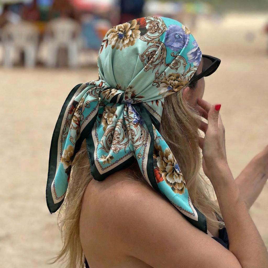 90*90Cm Vierkante Zijden Sjaal Dames Mode Ontwerper Mooie Paisley Foulard Zachte Satijnen Sjaal Zakdoek Sjaals Nek Hoofddoek