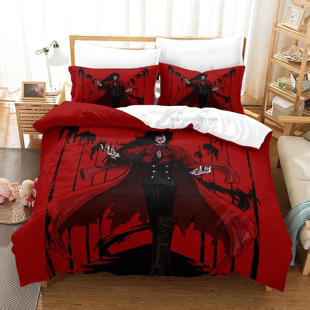 Kpop Hellsing Alucard Bedding Set 3 Piece Duvet Cover Set Gothic Vampire Bedroom Decor All Sizes For Kpop Fans