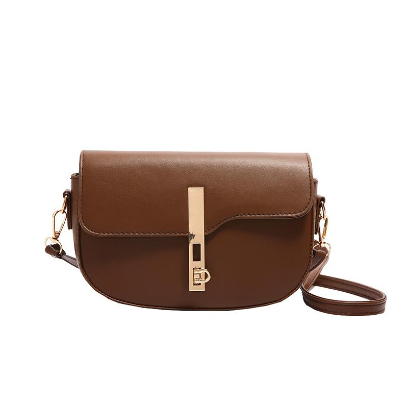 

Fashion handbag women s 2024 personality simple trend new niche casual shoulder messenger bag saddle bag women коричневий