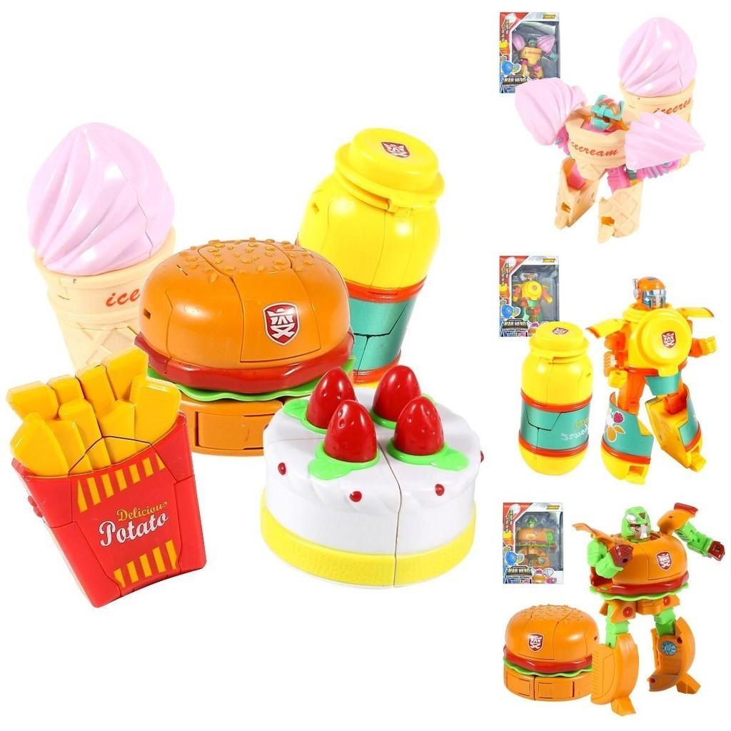 Farbiges Lebensmittel-Verformungsspielzeug Roboter Simulation Pommes Burger Eiscreme**