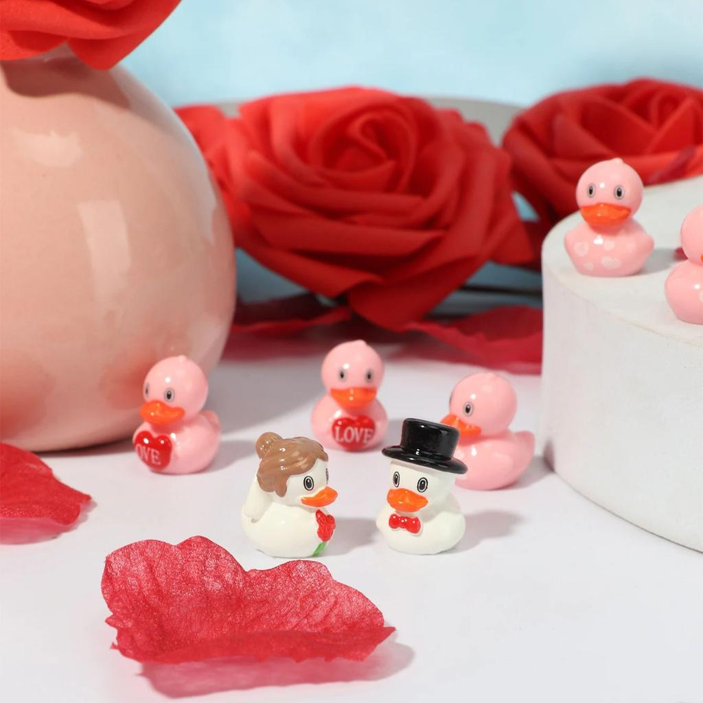 6/12Pcs Wedding Ducks Figurines Bride Groom Ornaments For Valentine Gift Decor