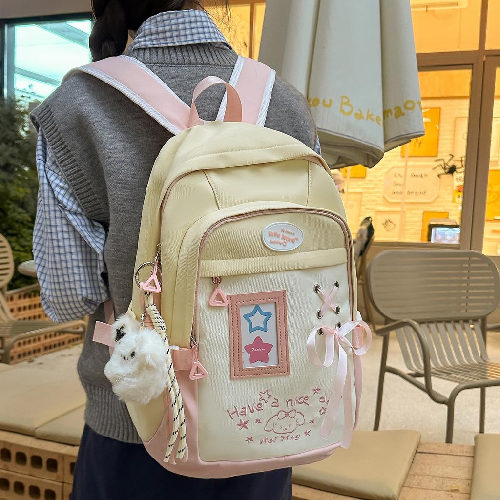 Schoolbag Backpack Female Trend Versatile Travel Backpack Large Capacity Casual Computer Bag Cute Versatile Male Student School Bag