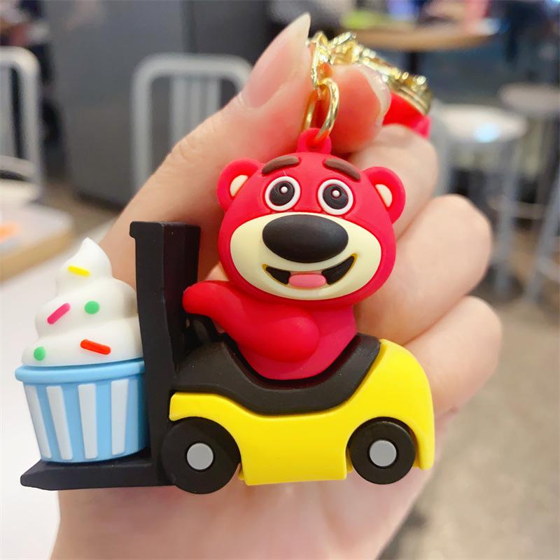 Cute Creative Gluttonous Strawberry Bear Keychain Pendant Car Key Chain Exquisite Bag Pendant Small Gift