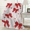 Bows and Hearts Design Pattern Flannel Printed Blanket Suitable for All Seasons Suitable for Living Room Office Sofa and Travel