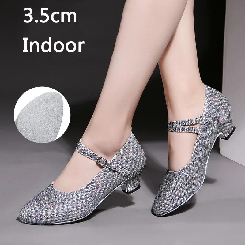 Tênis de Salão Sapatos de Dança Latina para Interior/Exterior Feminino Sola Macia Sapatos de Dança Dedos Fechados para Dança Moderna Jazz Tango