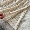 Hollowed-out Grid Knitted Dress Summer Lace-up Short-sleeved Slit Loose Dress