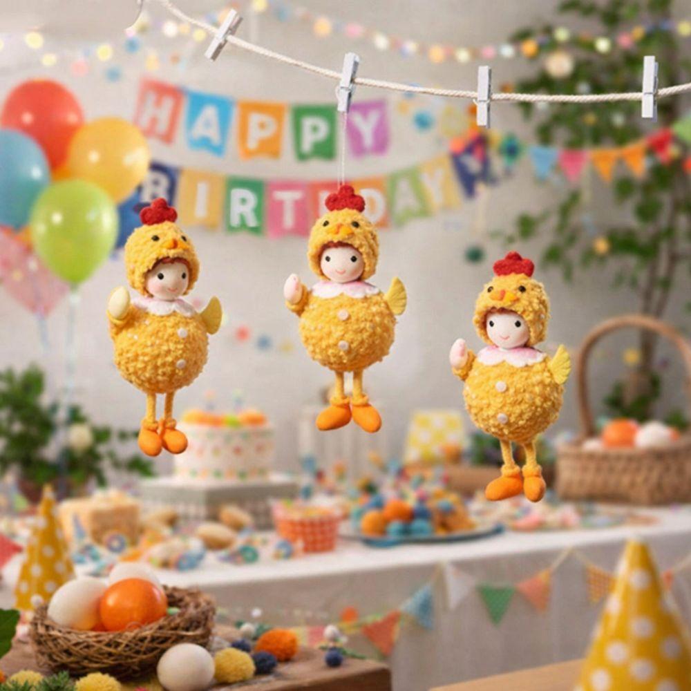 Cute Easter Chick Pendant Soft Plush Cartoon Chick Doll Easter Eggs Hanging Ornaments  Easter Party