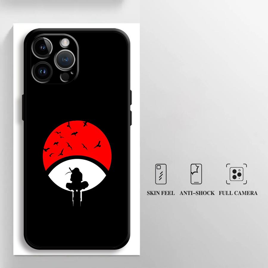 Black Soft Phone Cover Case for iPhone 7 8 13 12 11 Pro Max XR XS Max 15 16 14 Plus Cool Uchiha Logo