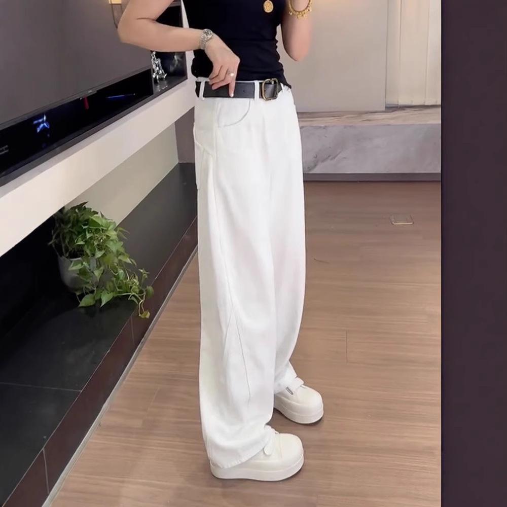 Dámské džíny se širokými nohavicemi: Jaro/Léto/Podzim 2025 - Zeštíhlující, Všestranný, Design s rovnými nohavicemi