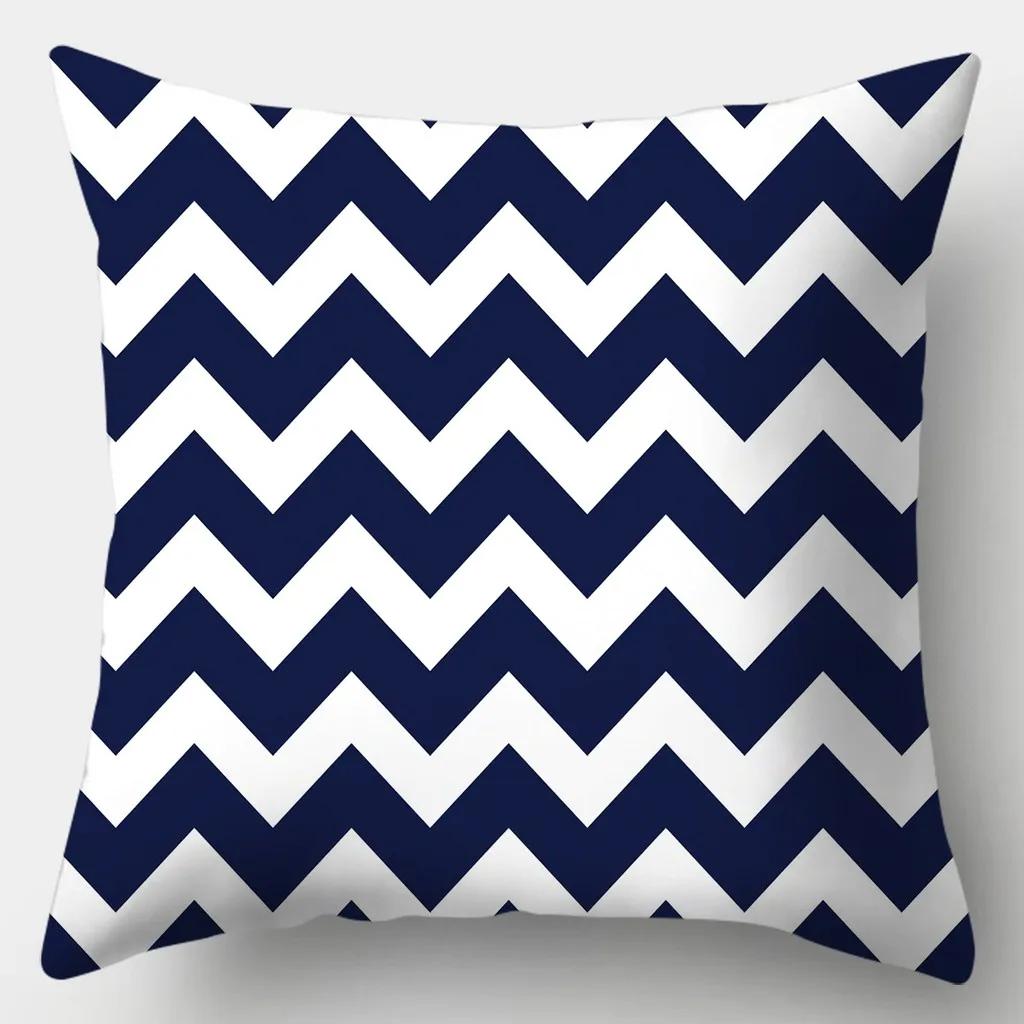 

Домашний декор Креативная синяя наволочка с принтом Квадратная диванная Полосатая клетчатая Наволочка 45x45см 12x12Inch