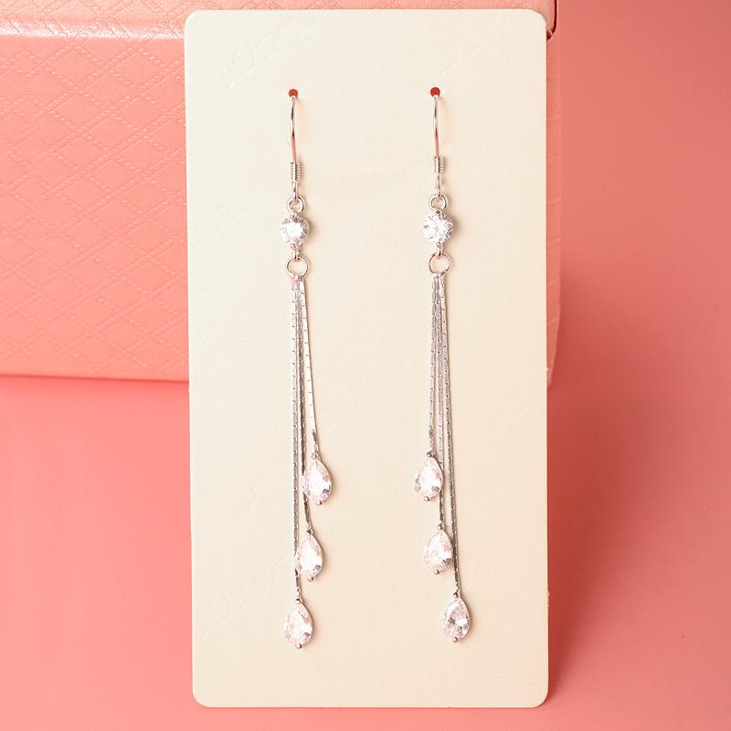 S925 Sterling Silver Water Drop Tassel Earrings - 2026 Elegant, Versatile, High-End Long Dangle Design for Girls
