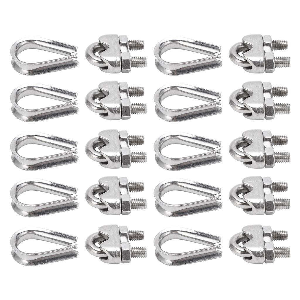 Abrazadera de Cuerda Marina de Acero Inoxidable 304 Resistencia a la Corrosión Collar para Cables de Acero para Cuerdas de Ropa Cuerdas de Tracción