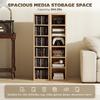 Set Of 2 CD Media Display Shelf Unit Tower Rack With Adjustable Shelves Natural