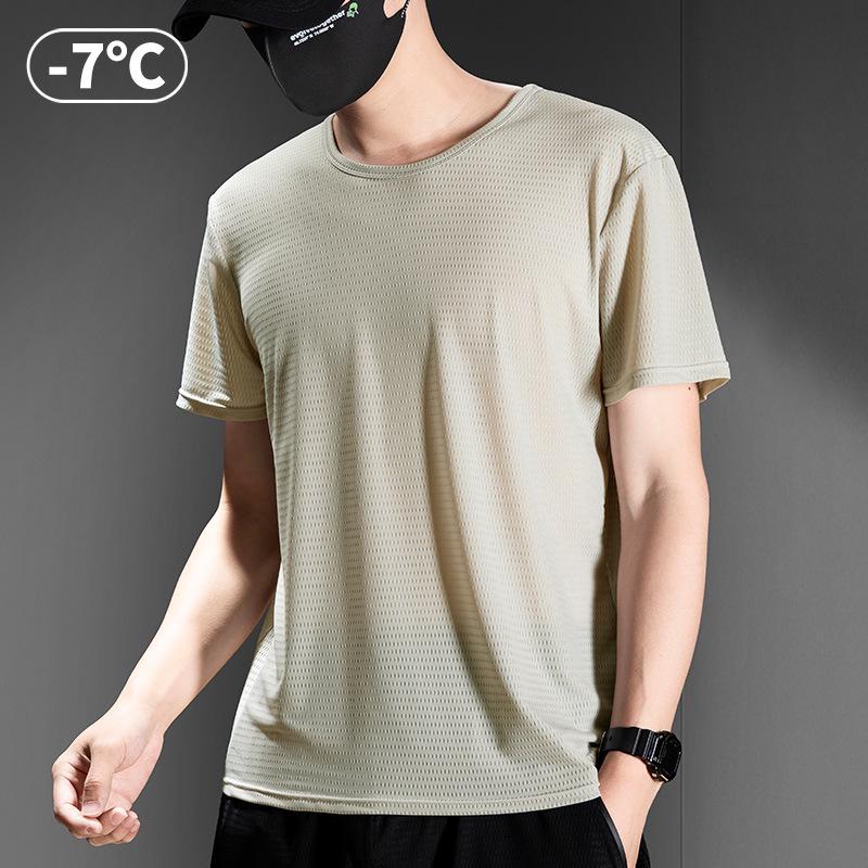 Men's Quick-Dry Ice Silk Mesh T-shirt - Breathable, Lightweight, Short Sleeve for Summer Sports