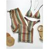 Women S Three Piece Swimsuit Set Knit Lace Up Long Pants Bikini For Beach Vacation