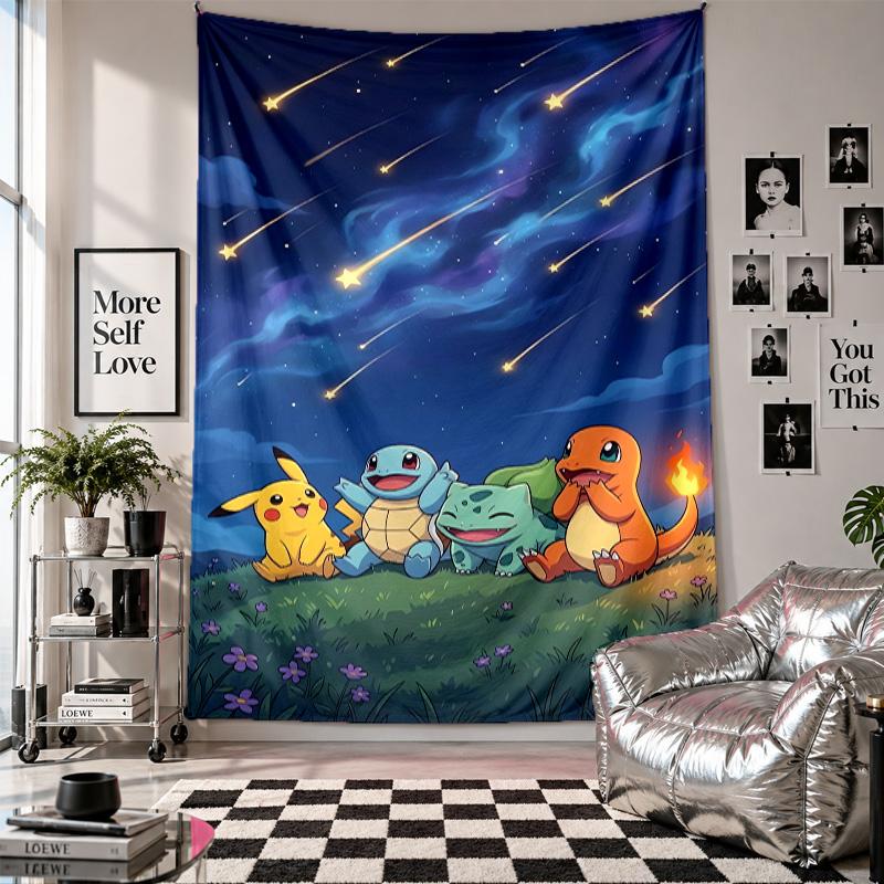Wall TapestryPokémon Art Hanging Cloth Decorative Background Cover for Room Decoration