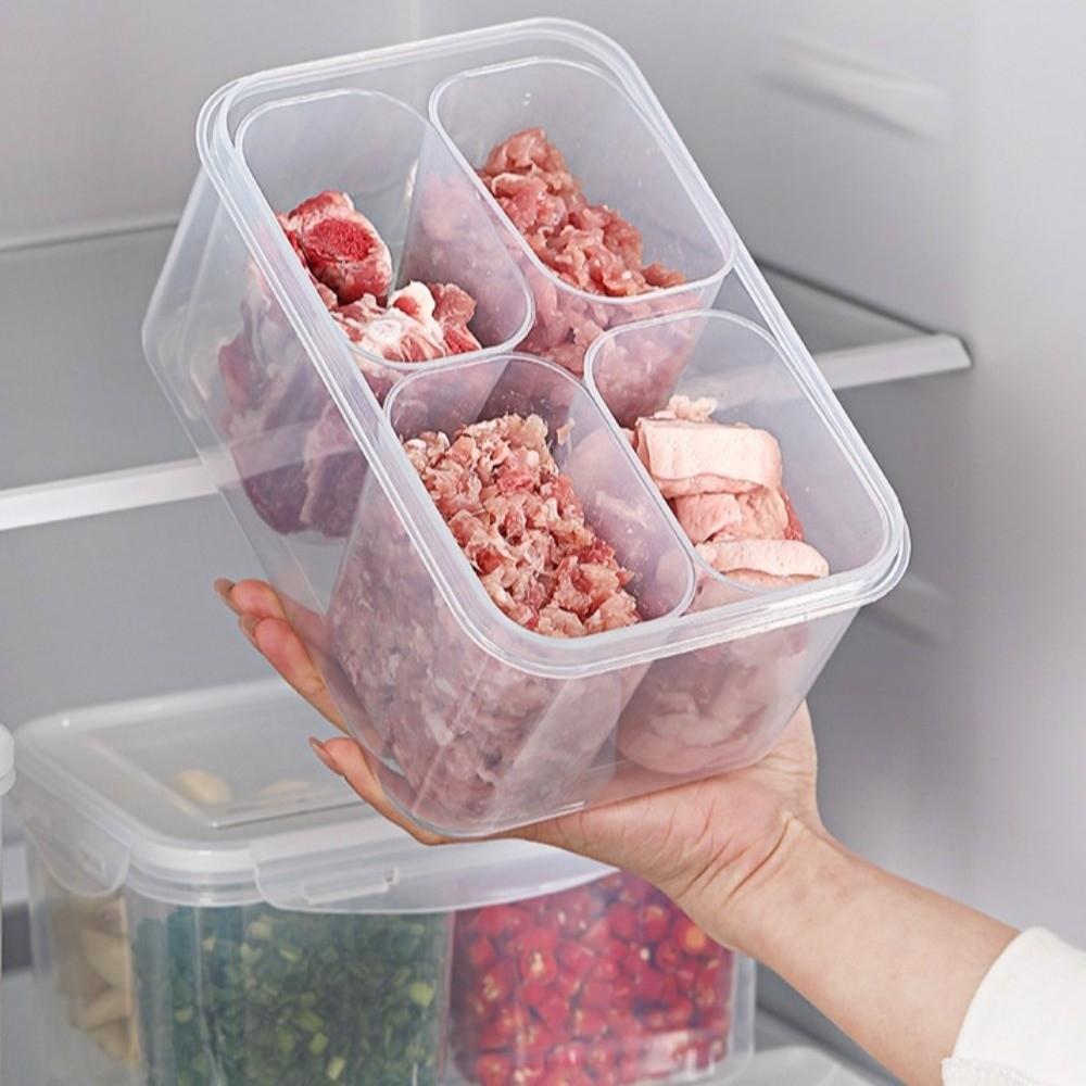 Airtight Lid Food Storage Container 4 Compartment Fridge Organizer Storage Box  Kitchen