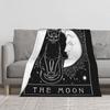 1PC Tarot Card Crescent Moon And Cat Blanket Throw Super Cosy Plush Living Room Sofa