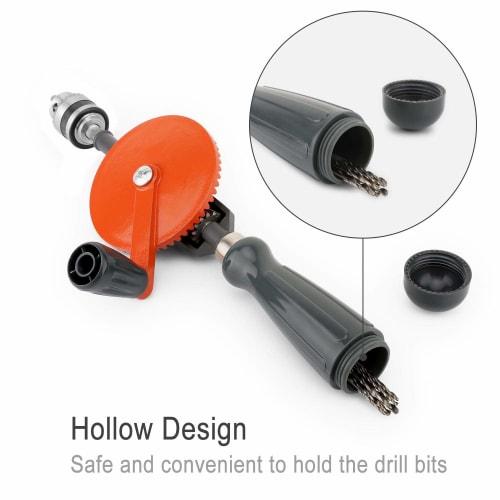 Housolution Micro Drill, 1/4 Inch (0.6-6mm) Hand Drill for Woodworking and Metal, 0.8-3mm Drill Bits, 10-Piece Set, Stainless Steel, Double Gear, DIY