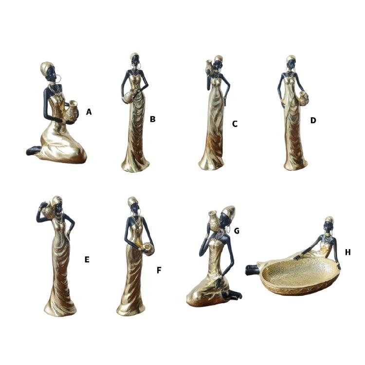 Resins Figure of African Black Woman Sculpture for Adding Cultural Touch to Interior