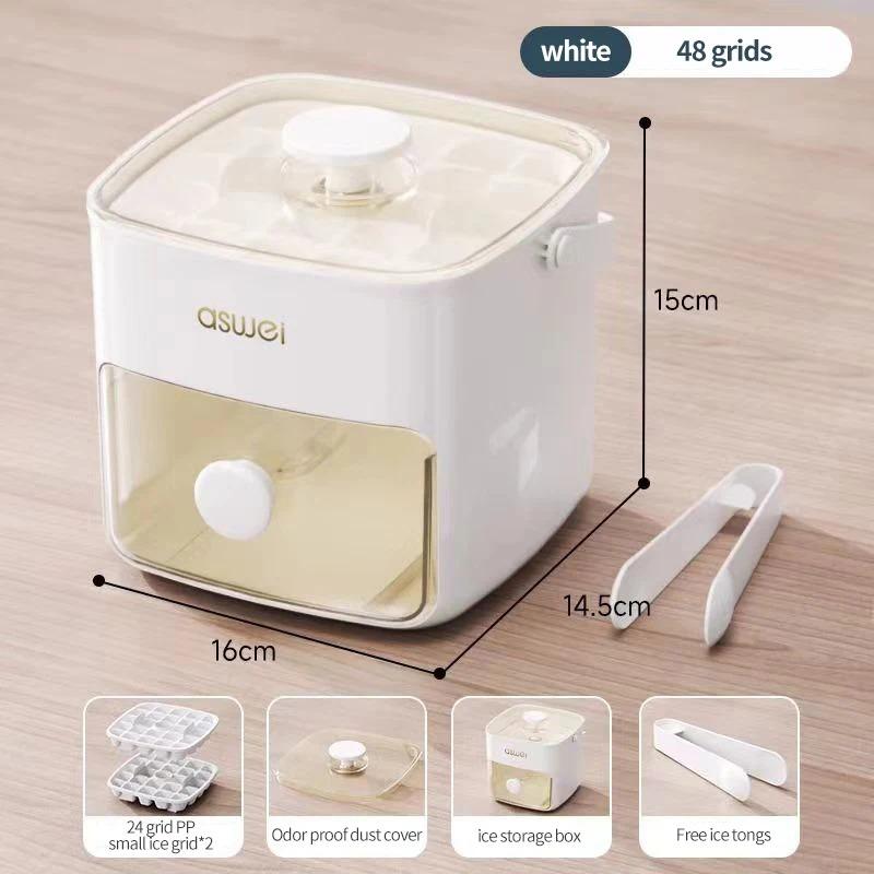

Pressing Ice Cube Mold Large Capacity Double-layer Design Ice Storage Container Household Food Grade Storage Box слонова кістка