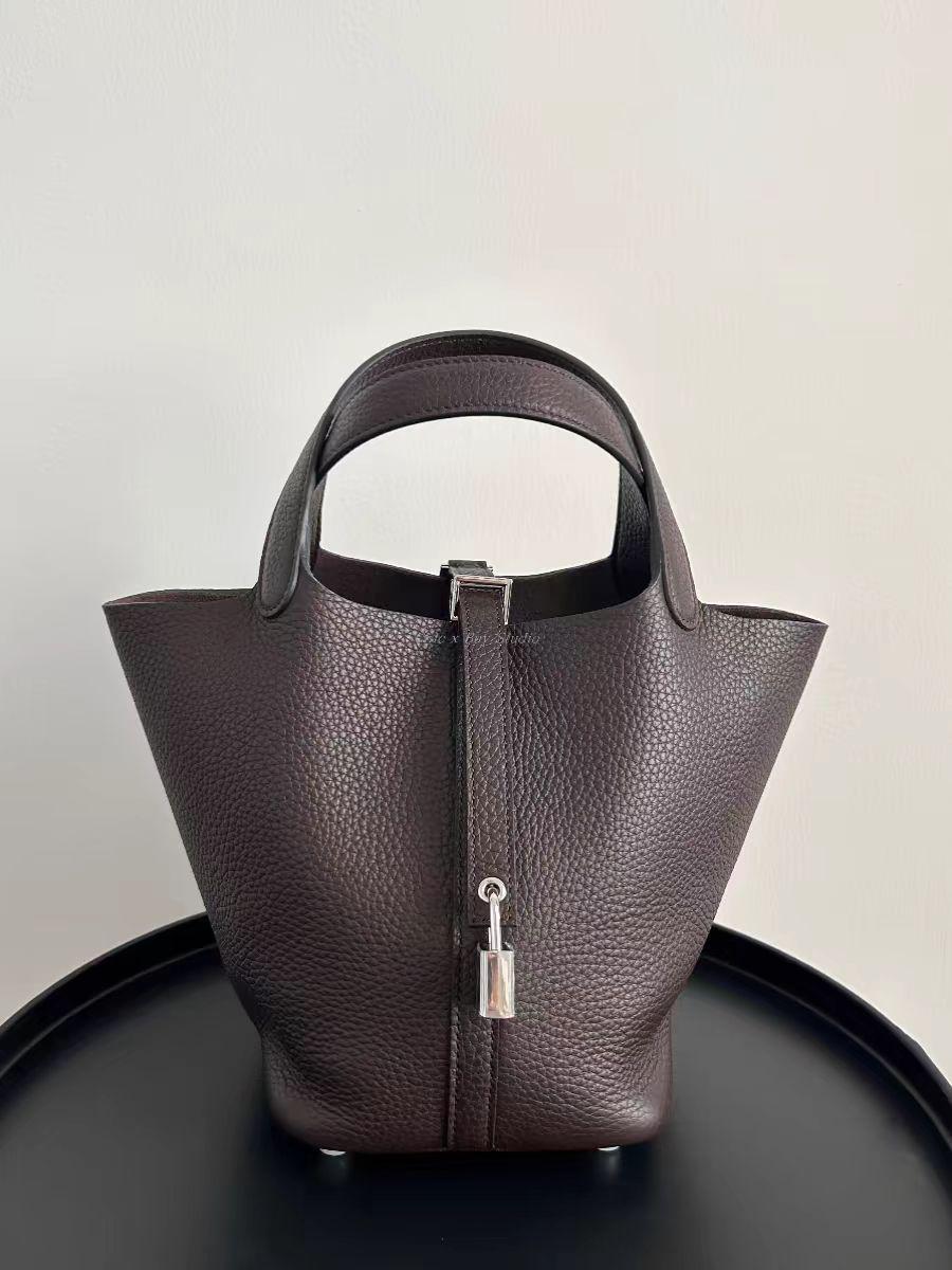 

Элегантная сумка-ведро из натуральной кожи — стильный, универсальный и вместительный дизайн корзины для овощей. 18cm