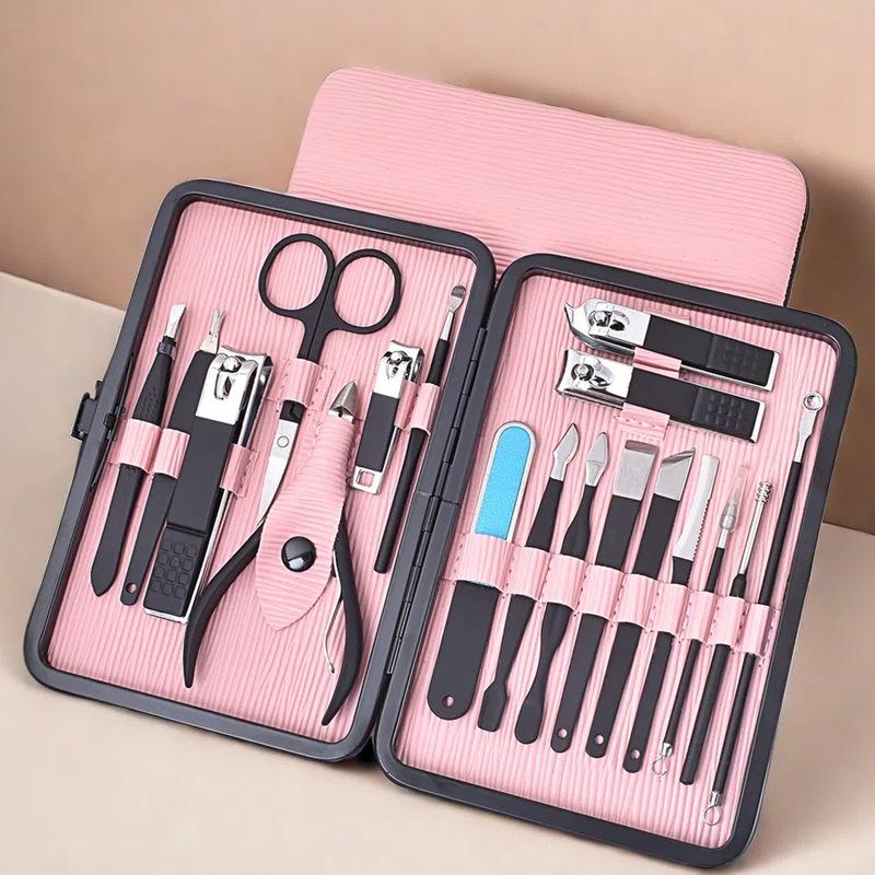 Pink Stainless Steel Classic Portable Nail Clipper Set Oblique Design Large Flat Mouth